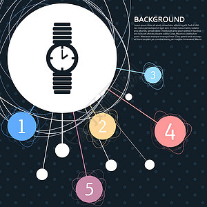 手表图标与背景到点和信息图表样式 韦克托图片