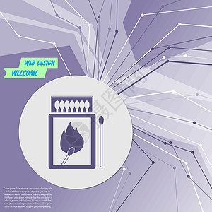 紫色抽象现代背景上的火柴盒和火柴图标 各个方向的线条 为您的广告留出空间 韦克托图片