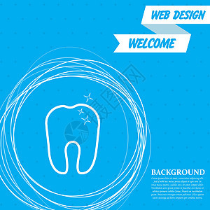蓝色背景上的牙齿图标 周围有抽象圆圈 并为您的文本放置 韦克托图片