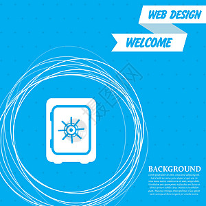 蓝色背景上的安全货币图标 其周围和文字位置都有抽象的环形 矢量图片