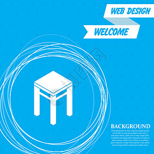 蓝色背景上的凳子图标周围有抽象圆圈 并为您的文本放置 韦克托图片
