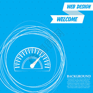 蓝色背景上的车速表图标 周围有抽象圆圈 并为您的文本放置 韦克托图片