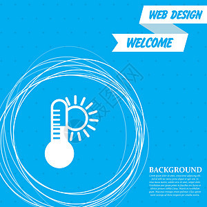 蓝色背景上的温度医学温度计天气气候图标 周围有抽象圆圈 并为您的文本放置 韦克托图片