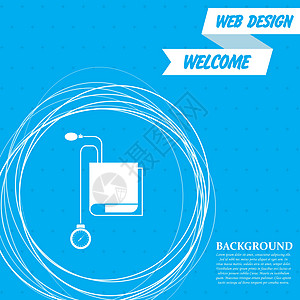 眼压计图标 蓝色背景上的血压检查器 周围有抽象圆圈 并为您的文本放置 韦克托图片