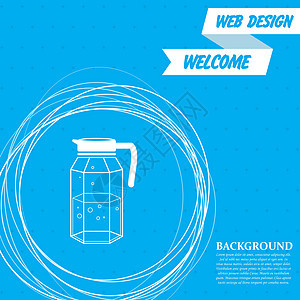 蓝色背景上的 Decanter 图标 周围有抽象圆圈 并为您的文本放置 韦克托图片