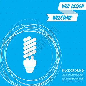蓝色背景上的节能灯泡图标 周围有抽象圆圈 并为您的文本放置 韦克托图片