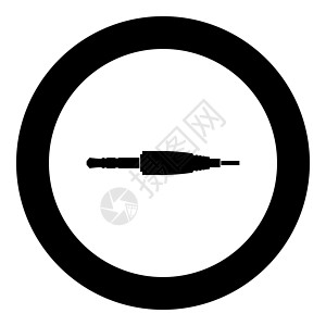 工作室/音频电缆连接器或小插头图标圆圈中的黑色颜色图片