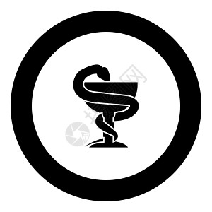 圈子中的蛇和杯子图标黑色图片