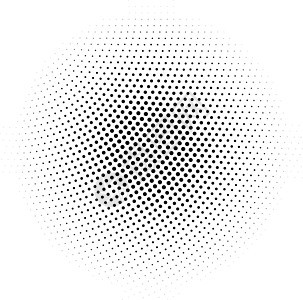 黑色抽象半色调圆圈由白色背景上径向排列的点组成 它制作图案矢量图片