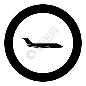 在 circl 的私人飞机黑色图标图片