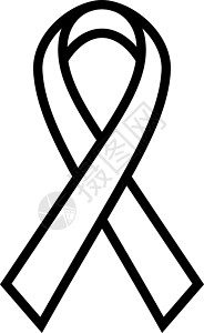 乳腺癌意识丝带图标 女性保健的象征 简单的黑色厚轮廓矢量它制作图案图片