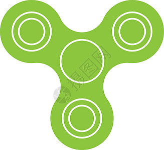 三刃指尖陀螺 - 流行的玩具和抗压工具 白色背景上孤立的绿色简单平面矢量图标图片