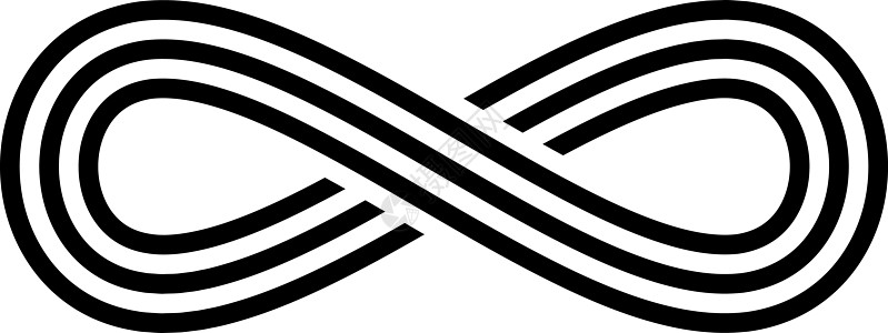 无限符号图标 代表无限无限和无尽事物的概念 白色背景上的简单三重线矢量设计元素宇宙哲学艺术数学圆形运动曲线徽章环形商业图片