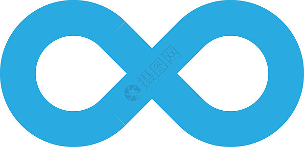 无限符号图标 代表无限无限和无尽事物的概念 白色背景上的简单蓝色矢量设计元素商业物理永恒徽章艺术圆形运动纽线环形丝带图片