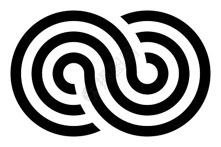 无限符号图标 代表无限无限和无尽事物的概念 白色背景上的简单三重线矢量设计元素运动技术徽章条纹宇宙哲学丝带曲线艺术环形图片