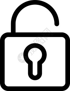 解锁的挂锁图标 安全和秘密的象征 概述现代设计元素 带圆角的简单黑色平面矢量符号图片