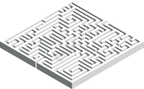 3D 方形迷宫迷宫 白色背景上的灰色矢量对象图片