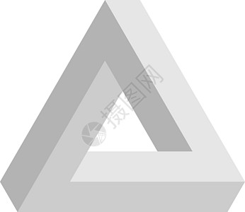 灰色的彭罗斯三角形图标 几何 3D 对象光学错觉 它制作图案矢量图片
