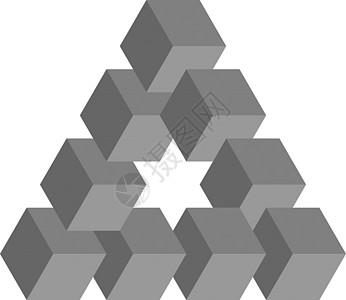 灰色的不可能三角形 作为几何错觉排列的 3D 立方体 路透社 它制作图案矢量科学洞察力诡计魔法插图标识想像力艺术几何学光学图片