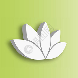 绿色渐变背景上的莲花 3d 图标 和健康的生活方式主题 它制作图案矢量生态生物插图瑜伽药品艺术温泉植物群标识身体图片