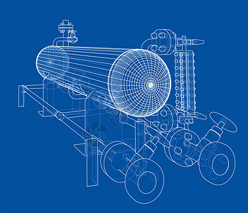 线框工业设备管道设施对象机阀化学品机械管子配件阀门绘画图片