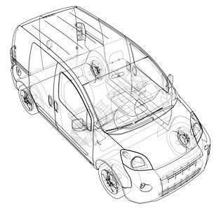 概念车蓝图货物工程车轮框架3d运输技术送货草稿车辆高清图片