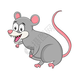 孤立在白色背景上的卡通负鼠啮齿动物图片