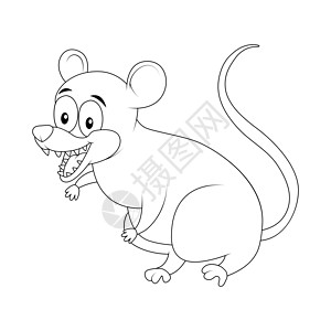 白色背景上孤立的卡通负鼠啮齿动物轮廓图片
