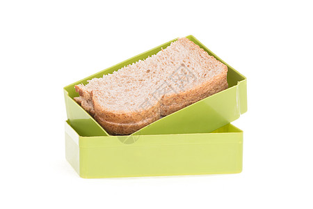 孤立的简单旧午餐盒时间教育塑料小吃绿色午休食物健康孩子午餐图片