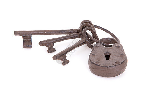 戒指上的古董钥匙安全怀旧宏观历史性古铜色金属图片