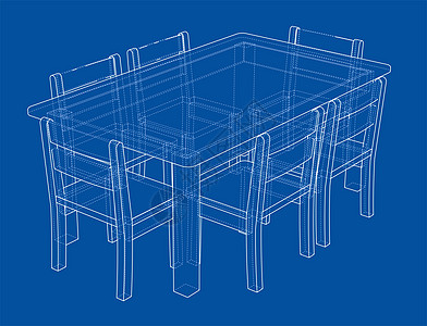 有主席席位的表格 3d 插图家具房子会议工作素描草图内阁建造墨水桌子图片