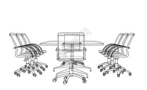 带椅子的会议桌素描万科桌子绘画草图3d谈判涂鸦家具方案办公室扶手椅图片