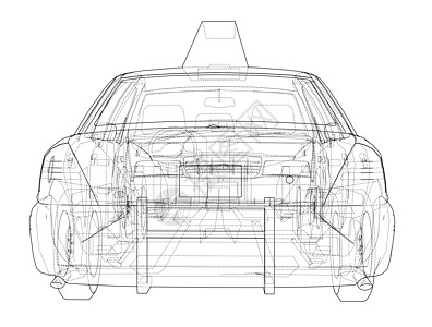 出租车轮廓图汽车绘画车辆轿车运输草稿速度旅行3d车轮图片