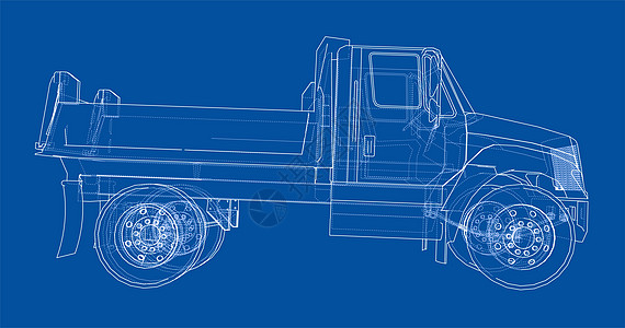 垃圾车  3d 它制作图案卡车货车商业绘画汽车蓝图建造液压工业车辆图片