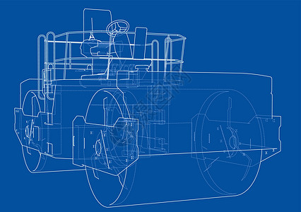 Ashalt 紧压器概述矢量压力路面蒸汽建造机器运输蓝图工作插图维修图片