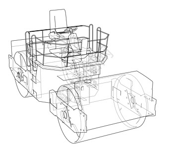 Ashalt 紧压器概述矢量铺路卡车插图车辆压实机建造草图机械维修活动图片