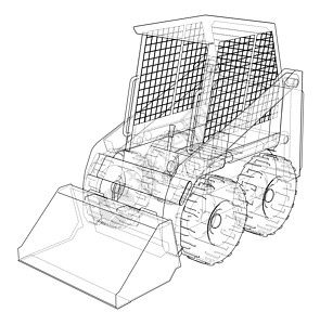 小型装载器 3d 插图卡车挖掘机刮刀机械草图装载机汽车搬运工拖拉机液压图片