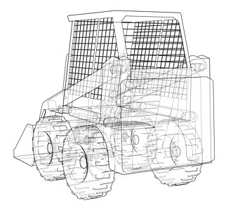 小型装载器 3d 插图机器地面液压卡车装载机搬运工建筑绘画柴油机构造图片