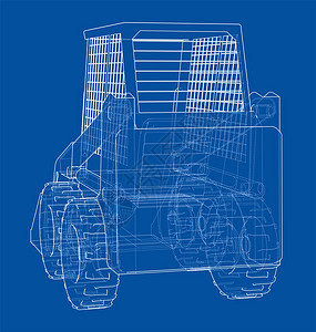 小型装载器 3d 插图车轮机械机器地面挖掘机挖掘搬运工草图建筑装载机图片