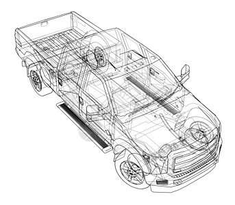 汽车分解图汽车 SUV 绘图大纲卡车检查车辆车轮蓝图绘画草稿运动3d运输背景