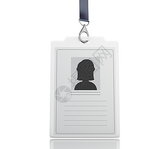 3d 白色塑料身份证牌 带木场夹子展示文档挂绳徽章卡片身份授权标签名片图片
