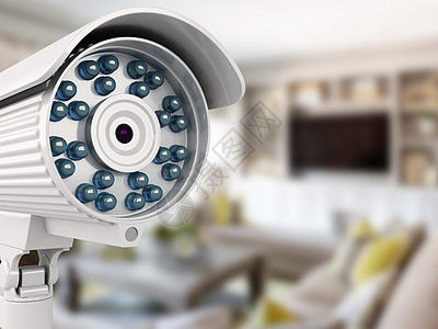 带模糊 roo 的 3d 安全摄像头警卫观众手表犯罪电气视频记录监视器警告电路图片