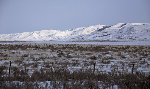 萨斯喀彻温冬季景点风景荒地土地白色旅游游客丘陵图片