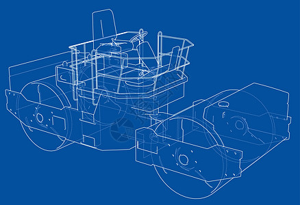 Ashalt 紧压器概述矢量推土机工程施工车辆运输车轮插图压力卡车建筑图片