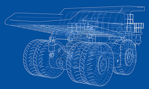 大卡车轮廓矢量渲染 3草图树干车轮汽车商品插图货物驾驶船运蓝图图片
