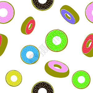 甜釉彩甜甜圈无缝模式 快餐质地图片