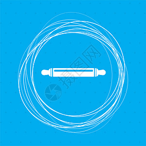 滚动器 面粉图标 在蓝色背景上 有抽象的圆圈 周围和位置 您的文本图片
