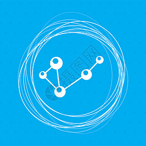 蓝色背景上的分子 周围有抽象圆圈 并为您的文本放置图片