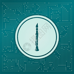 绿色背景上的 clarinet 图标 箭头方向不同 它显示电子版图片