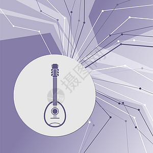 紫色抽象现代背景上的吉他音乐乐器图标 各个方向的线条 为您的广告留出空间图片